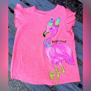 Garanimals, Orange, Flamingo, Short Sleeve, Shirt, Size 4T